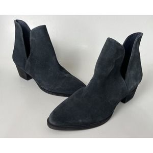 Free People Charm Double V Black Suede Leather Ankle Boots Women’s ~EU39/US8.5